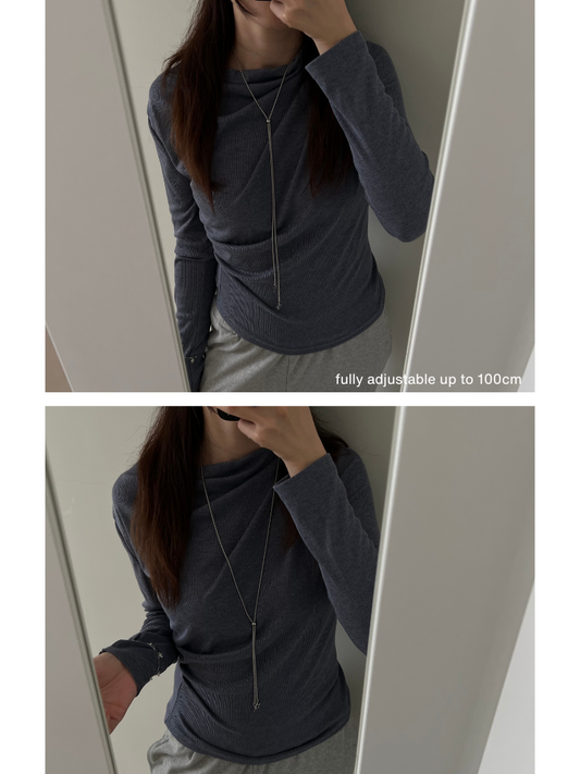 Kyoko Silver Lariat Wrap Necklace