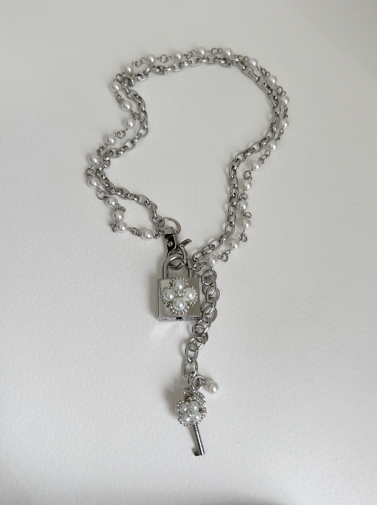Sachi Pearl Padlock Key Necklace