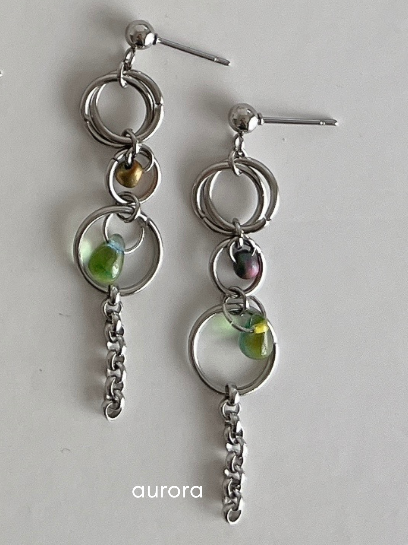 Water Droplets & Fairy Wand Chainmail Earrings