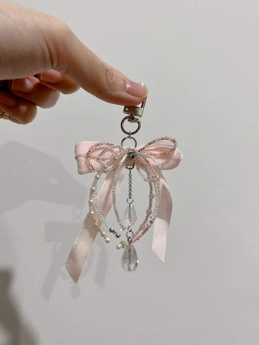Jellyfish Ribbon Keychain in Baby Pink