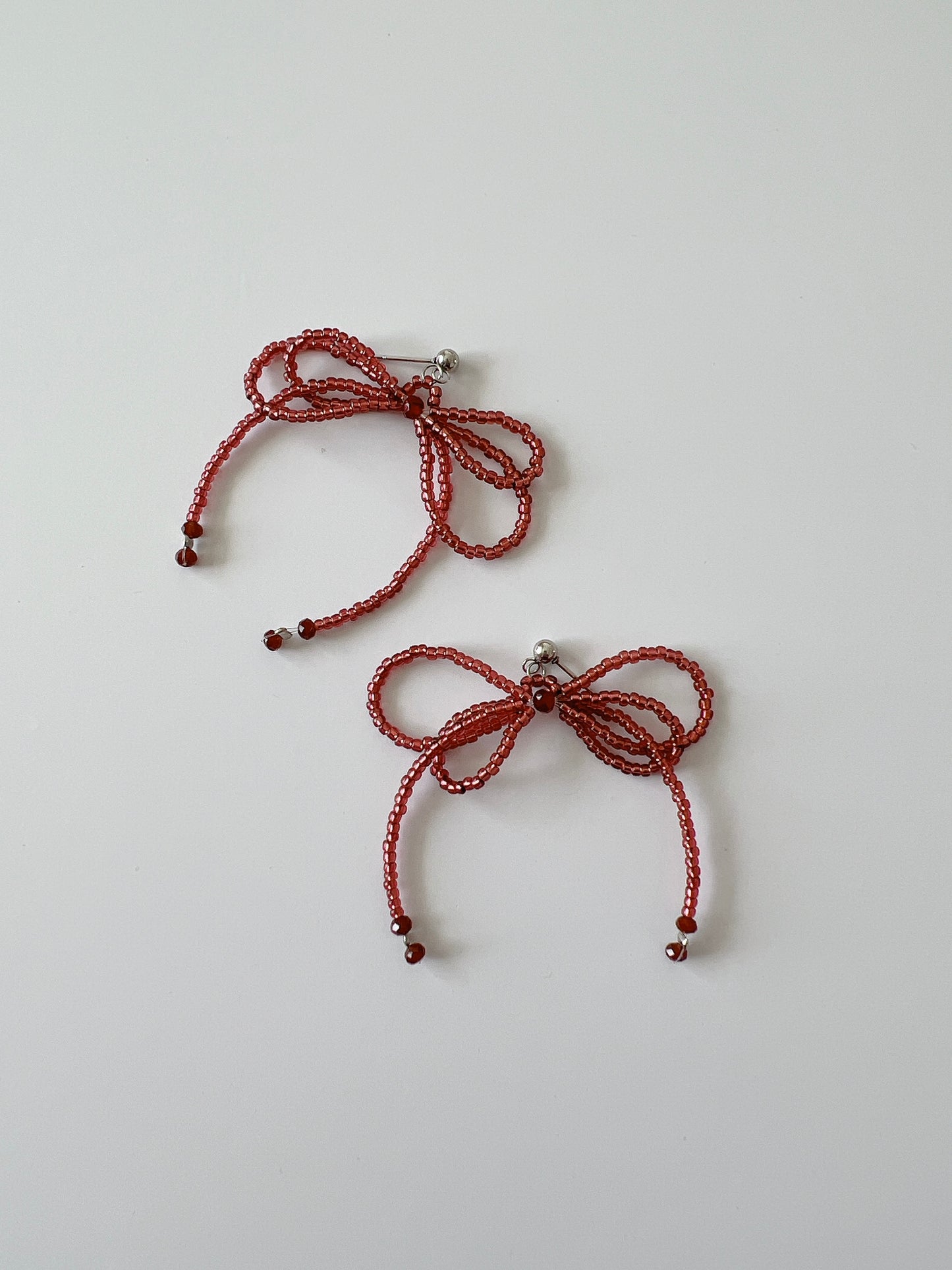 Double Ribbon Earrings - Red