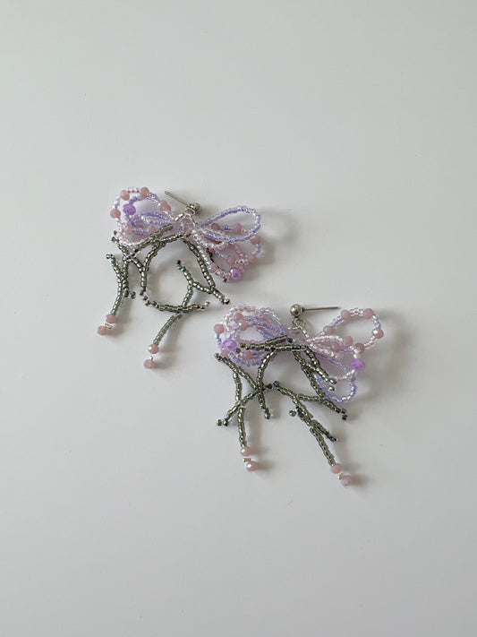 Flower Ribbon Earrings in Bluebell