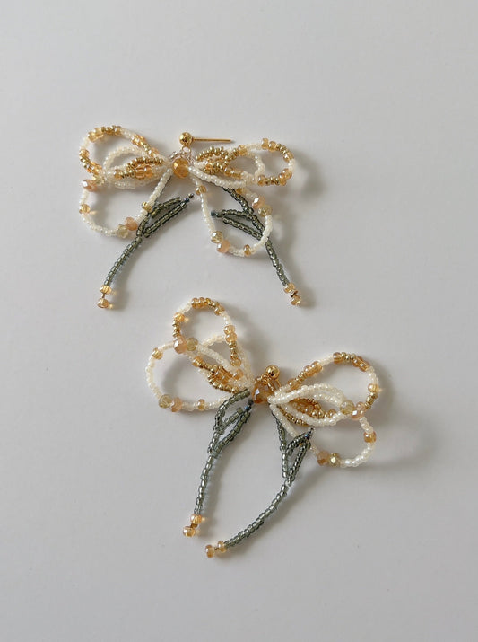 Flower Ribbon Earrings in Daffodil