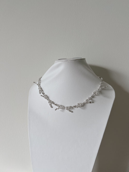 Mini Ribbons Necklace - Sparkly Silver