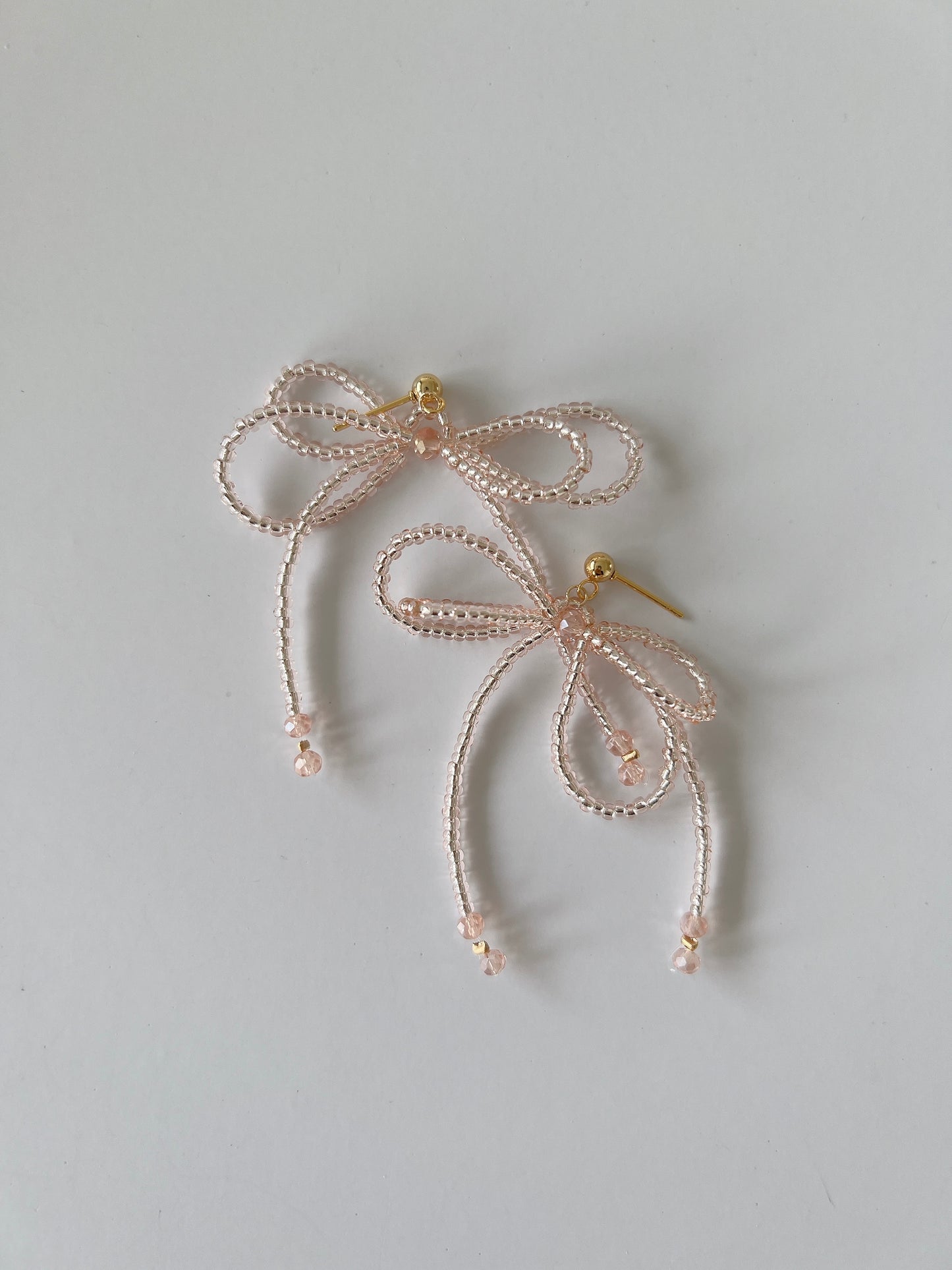 Double Ribbon Earrings - Peach