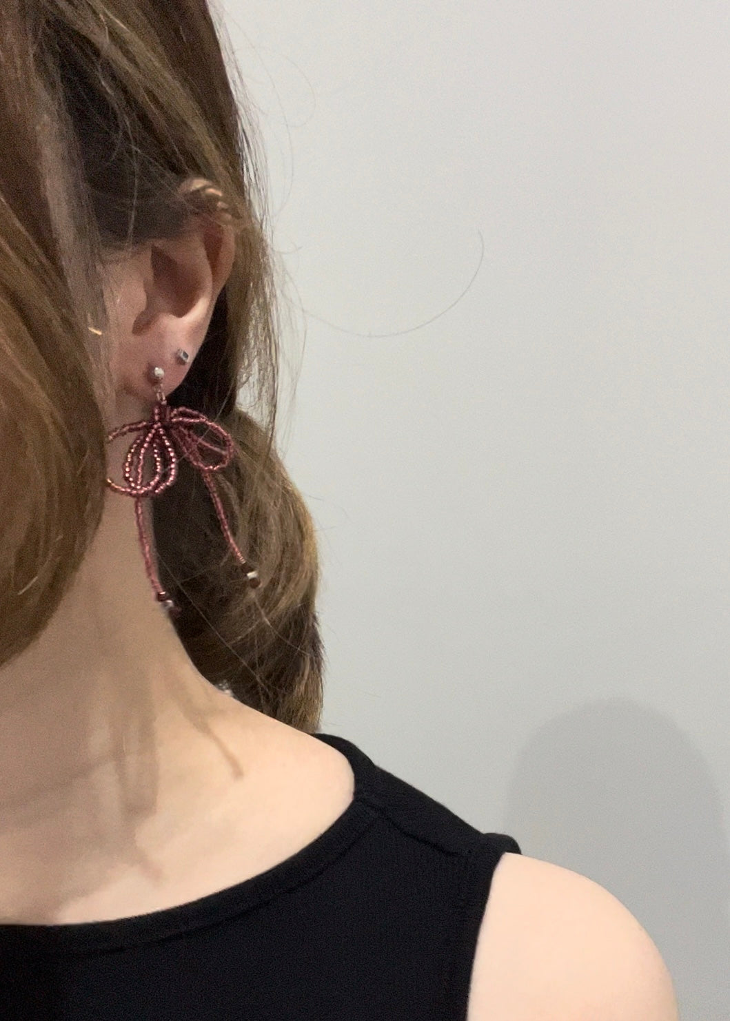 Double Ribbon Earrings - Red